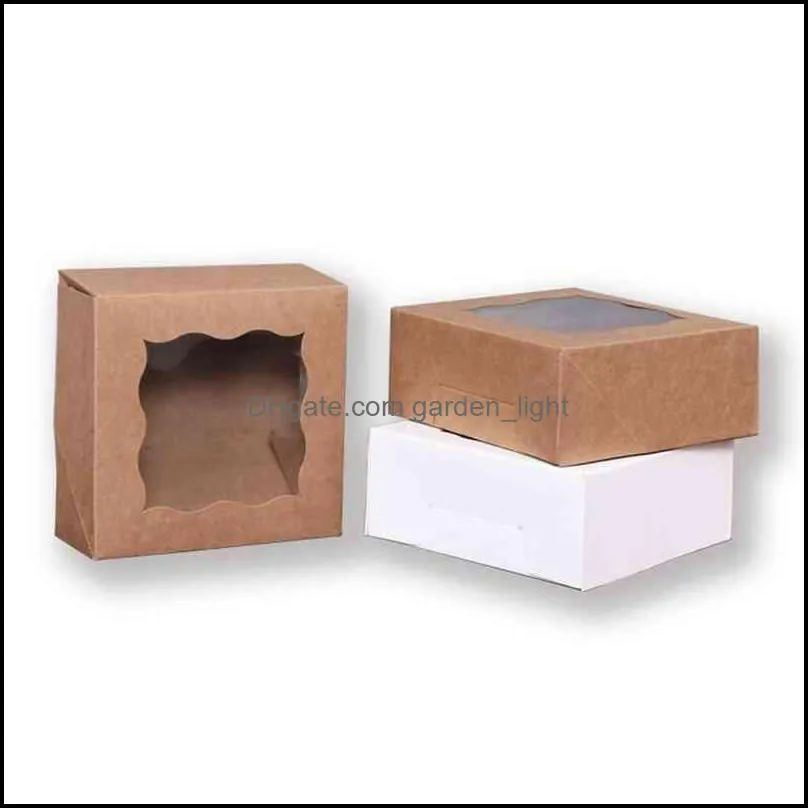 gift wrap vintage transparent window kraft paper baking box grain candy packaging handmade cake west point muffin boxs part weeding