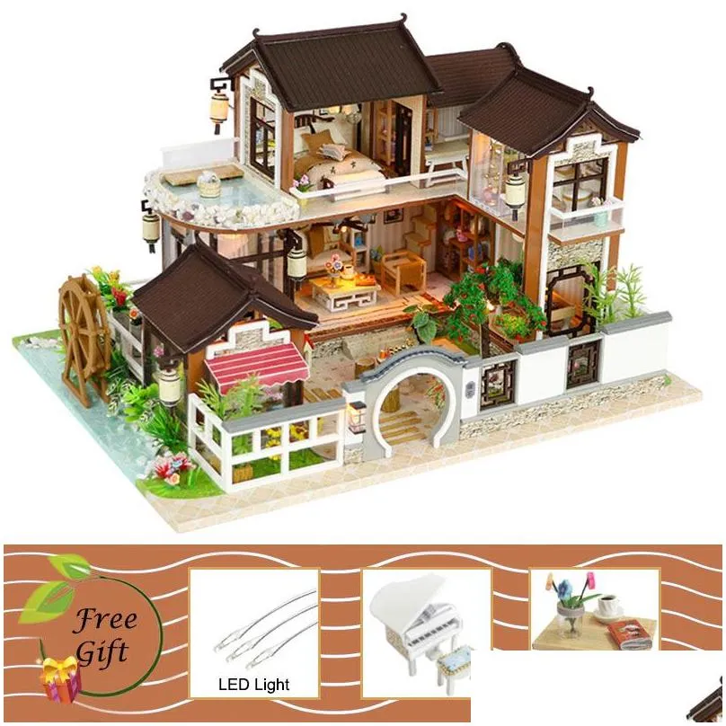 cutebee doll house furniture miniature dollhouse diy miniature house room box theatre toys for children casa diy dollhouse n lj201126