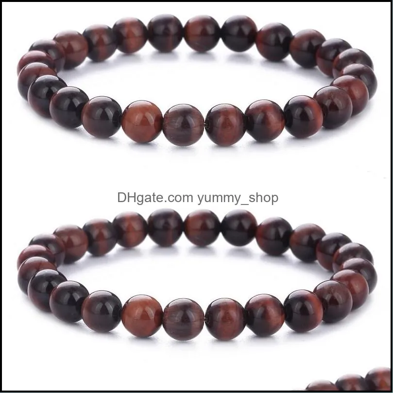 natural stone red tiger eye bracelet for men women fashion jewelry stretch bangle 8mm yoga energy bracelets gift b674s fz