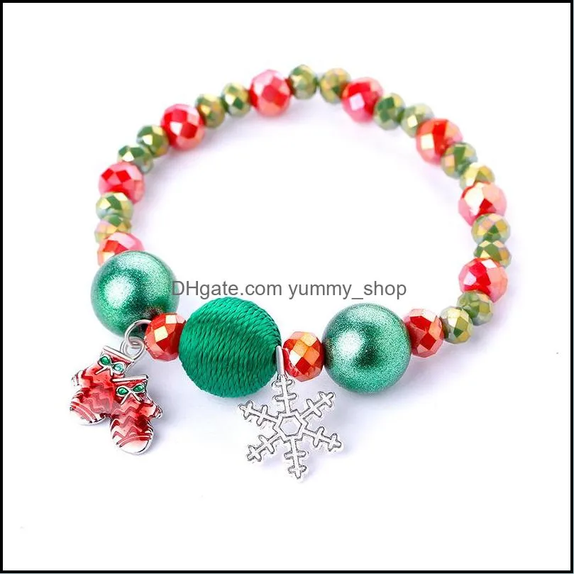 fashion identification christmas bracelet woman personality santa claus small bell sweet circle bead bracelet hand decorate