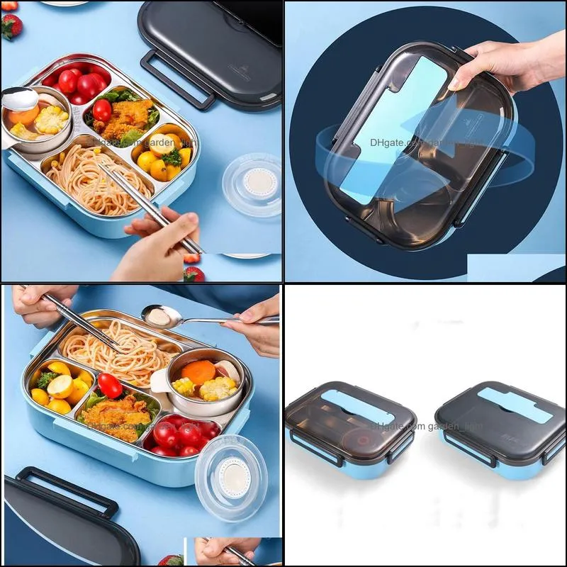 lunch boxes stainless steel insulated box portable partition type dinnerware sets