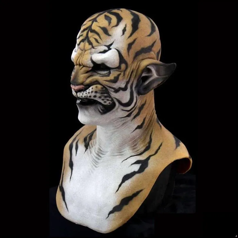 scary tiger animal mask halloween carnival night club masquerade headgear masks classic performance cosplay costume props 220812