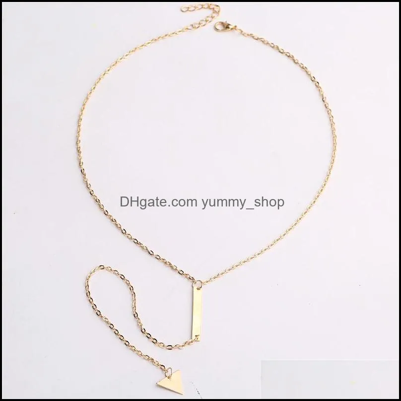 simple classic fashion stick pendant necklace hollow girl long link chain square copper necklaces long strip jewelry for women
