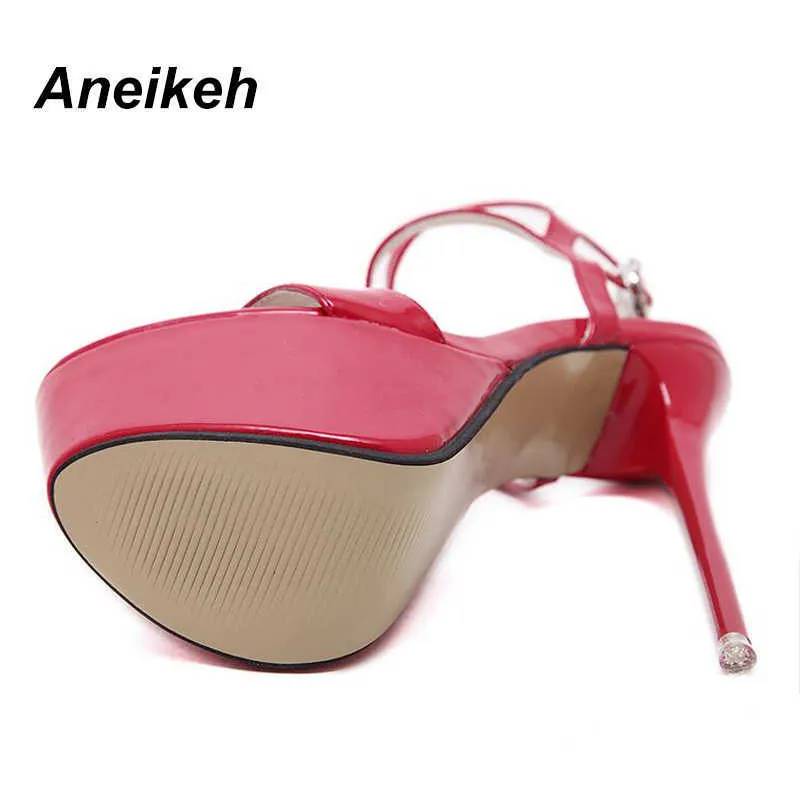 Sandals Aneikeh New New Summer Fashion Sandals Sexy Open Toe 16CM High Heels Party Dress Wedding Nightclub Women Shoes Black Red 45 46 T221209