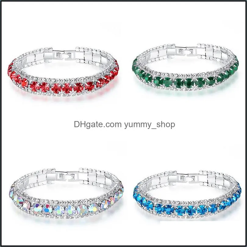 high quality shiny crystal bracelet for women silver plated rhinestone charm bracelets for monther day gift jewelry accessories