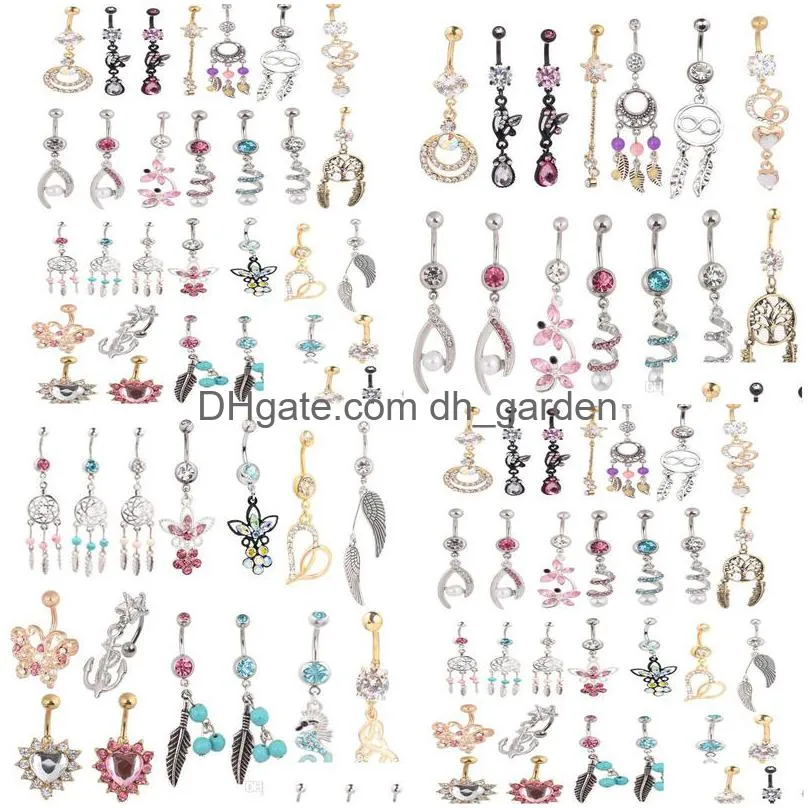 wholesales 20pcs mix style belly button ring body piercing dangle navel ring beach jewelry