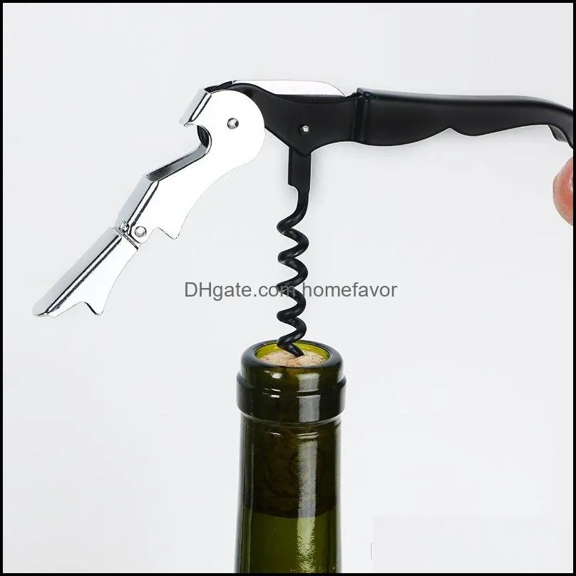 factory price 500pcs/lot waiter wine tool stainless steel bottle opener sea horse corkscrew knife pulltap double hinged corkscrew