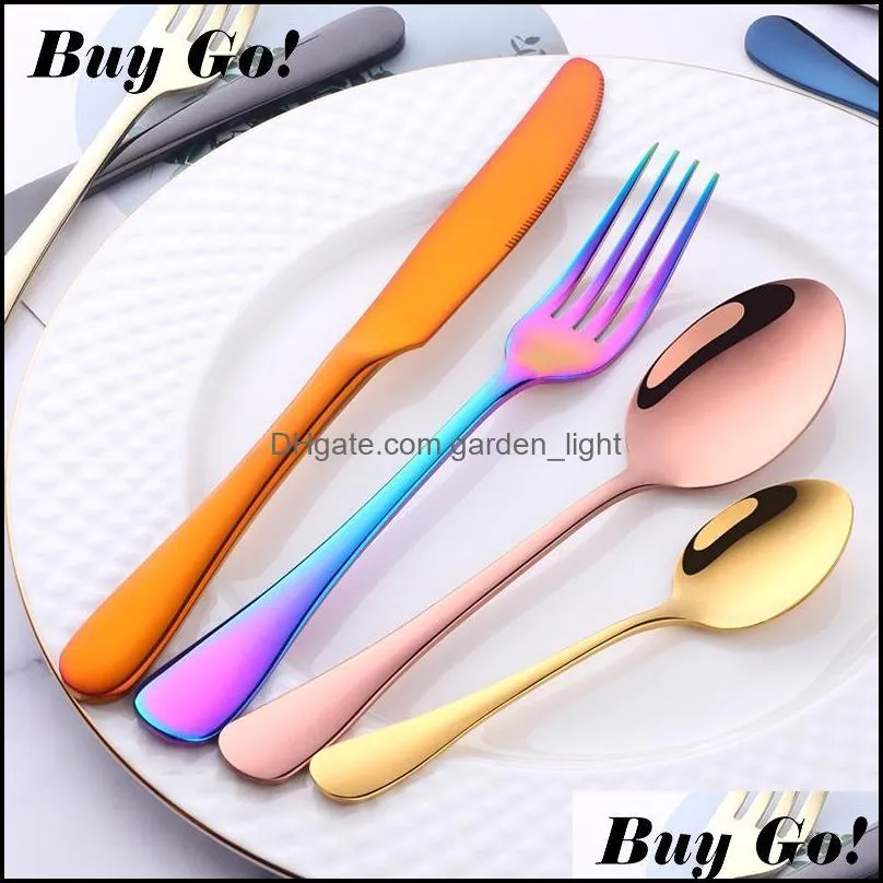 2 sets colorful flatware set forged 18/8 luxury cutlery set stainless steel utensils kitchen dinnerware knife fork spoon