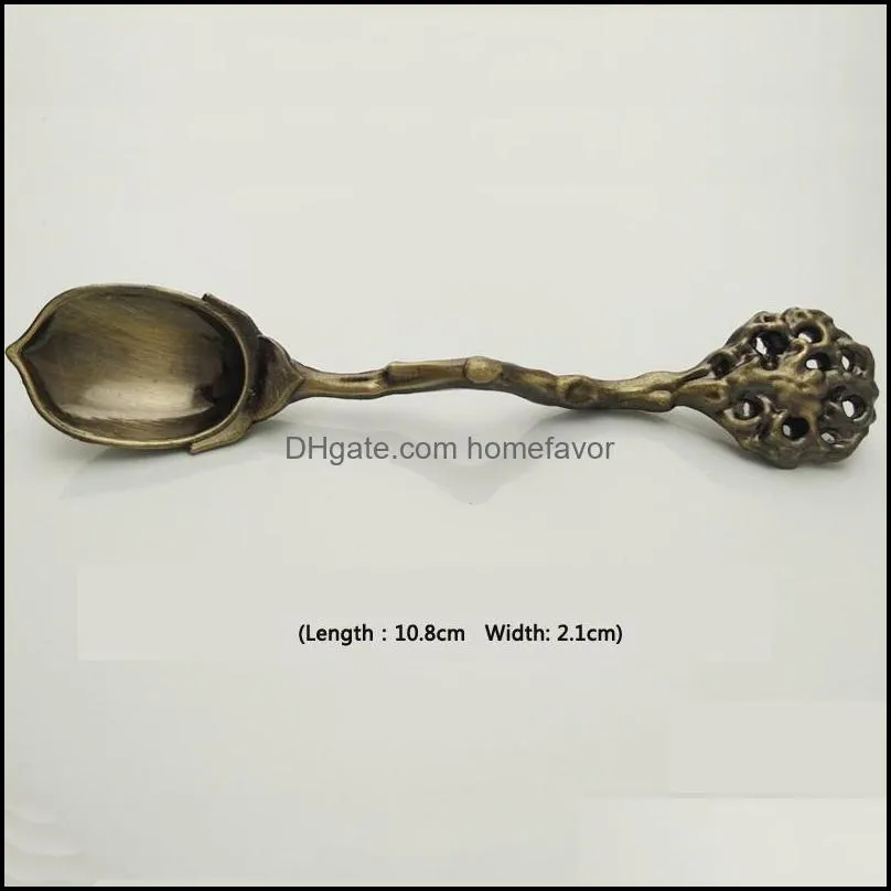 retro spoon flatware set creative fruit shape teaspoon dinnerware sets zinc alloy spoon tableware set coffee spoons 4 styles dbc