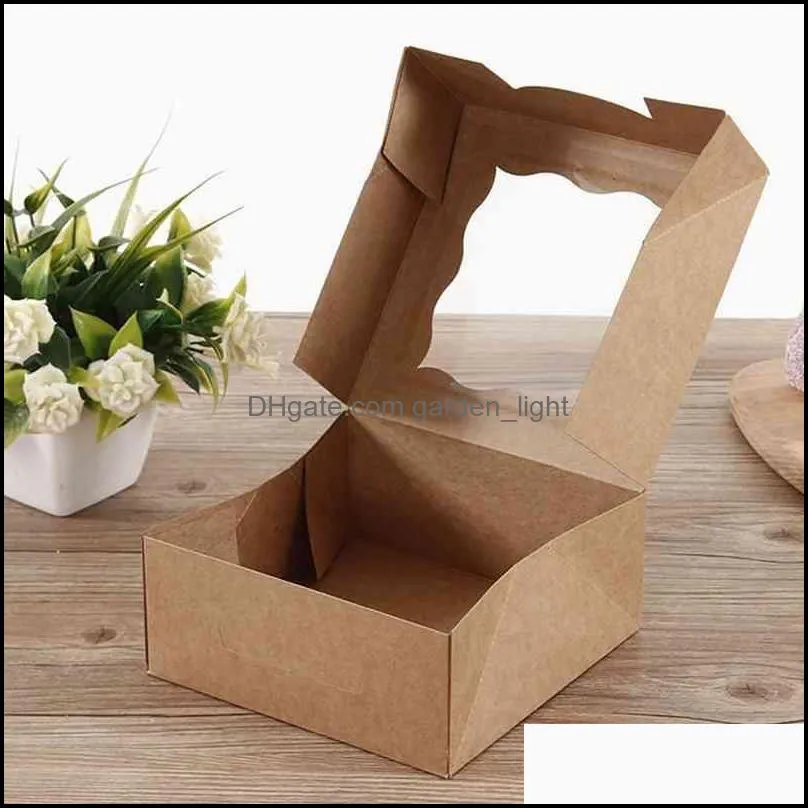 gift wrap vintage transparent window kraft paper baking box grain candy packaging handmade cake west point muffin boxs part weeding