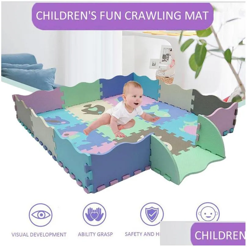 25pcs childrens mat eva foam crawling rug soft floor mat puzzle baby play mat indoor floor developing playmat with fence 210402