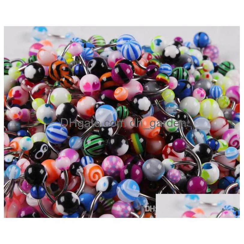 100pcs/lot body jewelry piercing eyebrow navel belly tongue lip bar rings mixed color