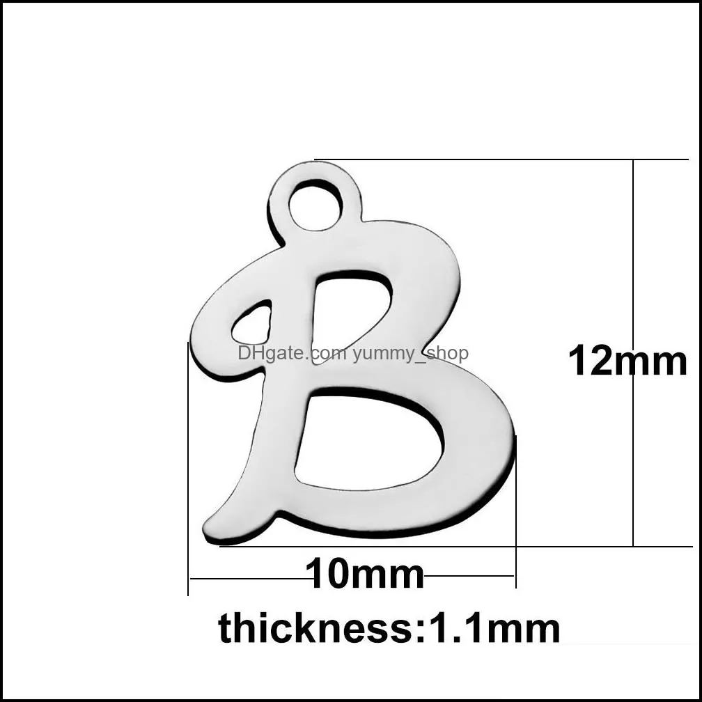 high polished stainless steel 26 alphabet pendant charms az initial letters charm fit original bracelet necklace for women men diy