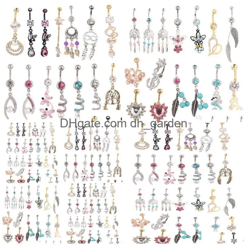 wholesales 20pcs mix style belly button ring body piercing dangle navel ring beach jewelry