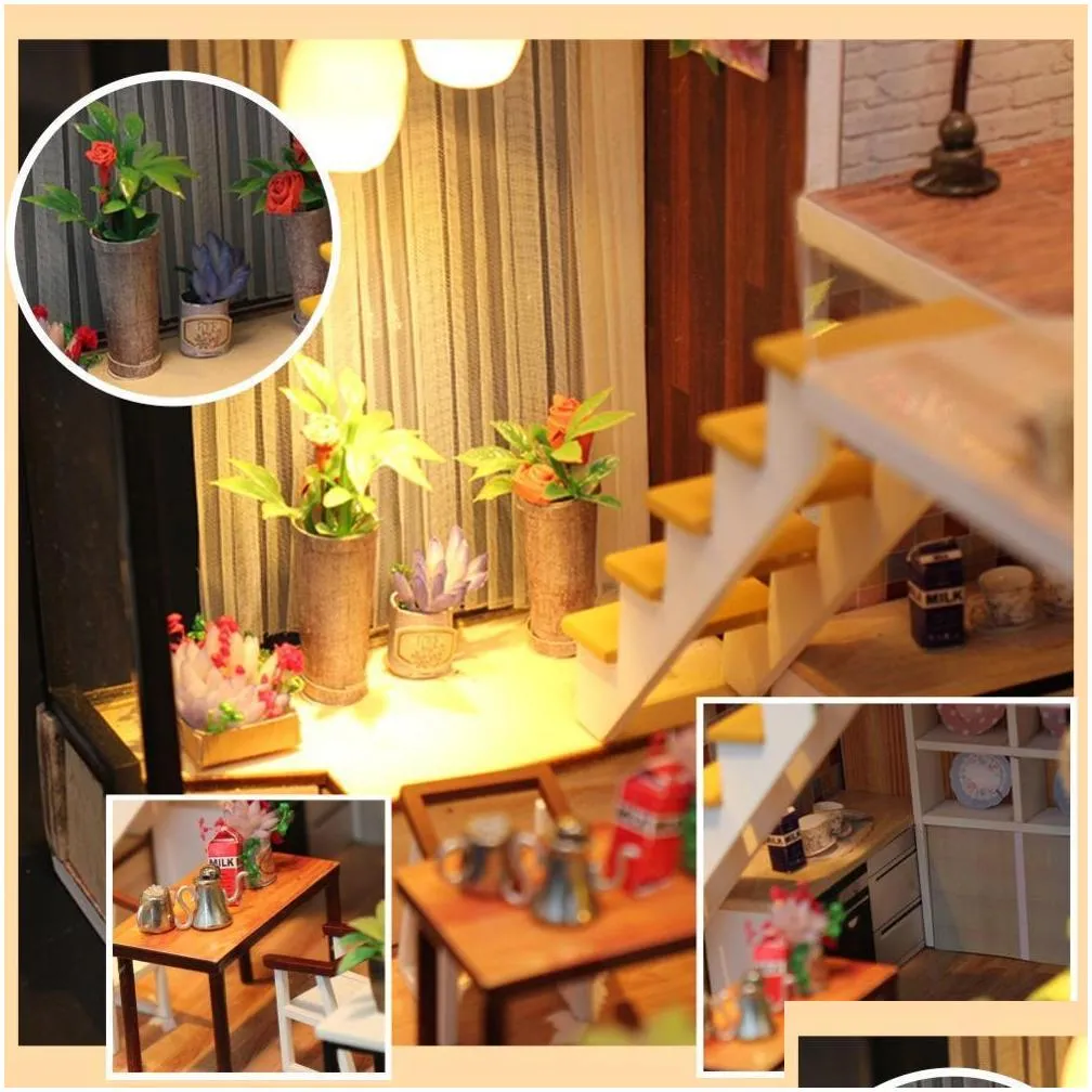 cutebee doll house furniture miniature dollhouse diy miniature house room box theatre toys for children casa diy dollhouse n lj201126