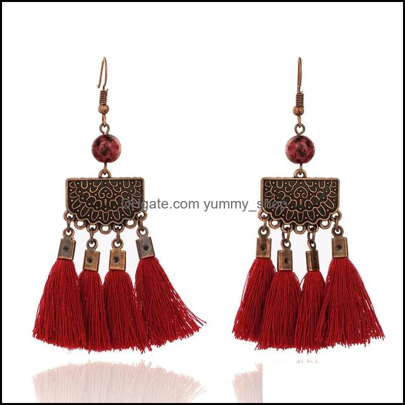 bohemian ethnic tassel earrings fringe dangle hanging handmade earring for women jewelry christmas gift dhs m915f