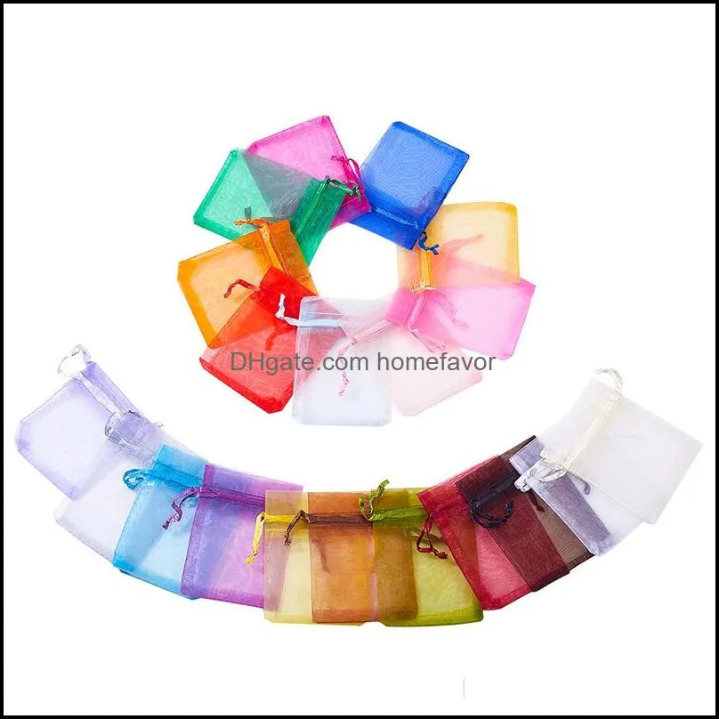 21 colors organza jewelry bags wedding party favor xmas gift packing bags purple blue pink yellow black drawstring pouch