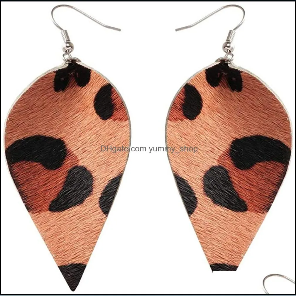 fashion pu leather oval earrings fashion statement colorful teardrop earring jewelry gifts for women girls