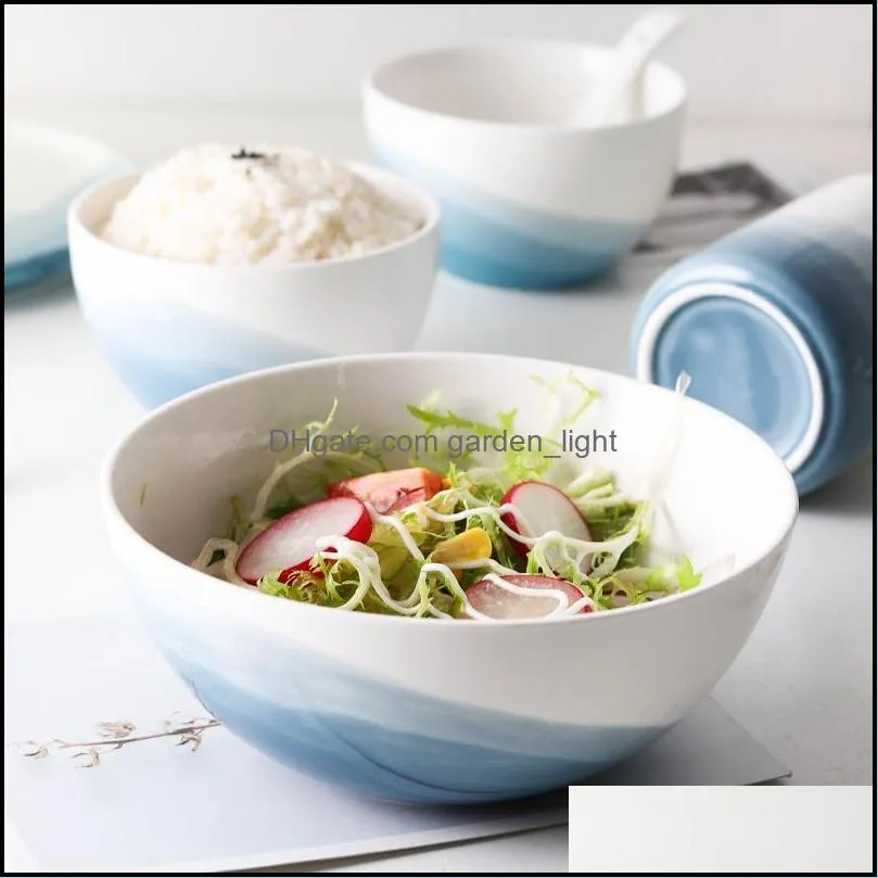 ceramic bowl single soup thick edge eating japanese students simple creative big personality household tableware bowls