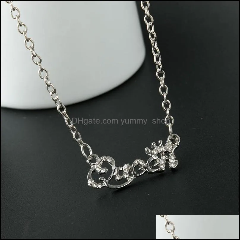 letter crystal pendant necklaces wedding rhinestone necklace for lady girls elegant fashion jewelry 3 colors dhs o129fza