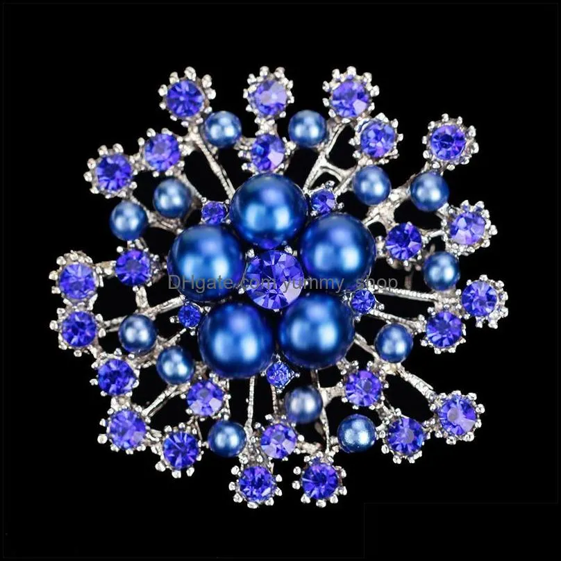 ladies wear accessories with big snowflake pearl crystal brooch exquisite flower brooch pin wholesale and retail accessories