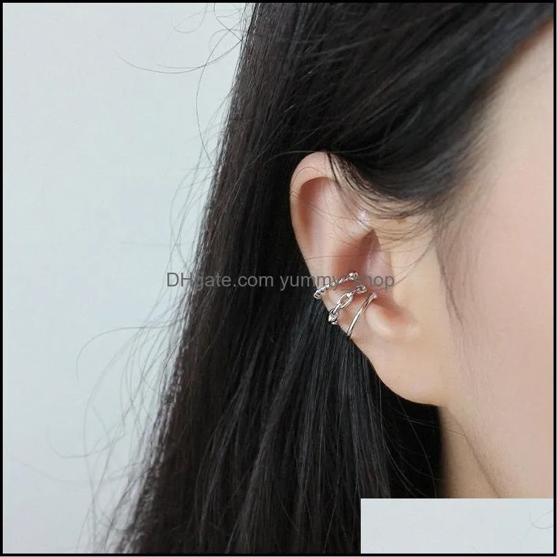 4pcs/set s925 sterling silver ear clip on earrings no pierced ear cuff women girls korean twist fine party jewelry yme522