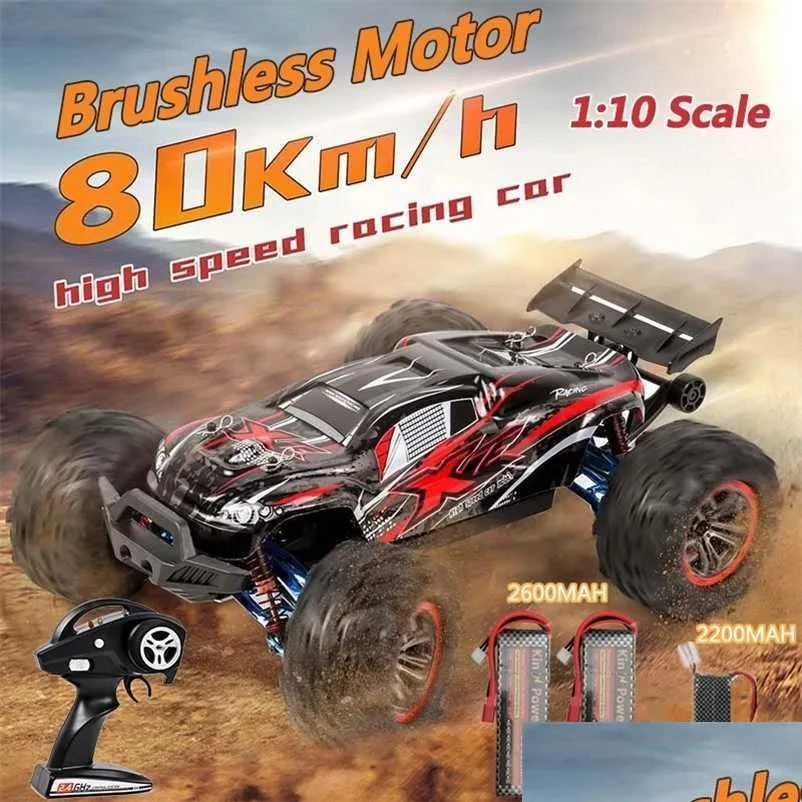 professional adult 80km/h alloy frame rc brushless car toys 4wd buggy high speed monster truck 200m brake 110 car model toy 220119