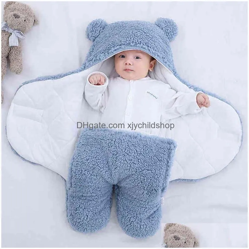 baby sleeping bags ultrasoft fluffy fleece born receiving blanket infant boys girls clothes sleeping nursery wrap swaddle 220209