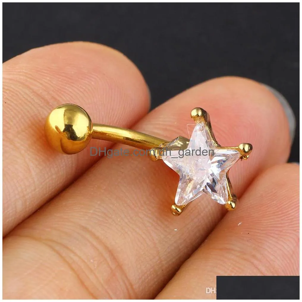 14g belly navel ring mix 3 style 24pcs/lot clear zircon woman belly button ring body piercing jewlry 14g star dangle gauge for girl
