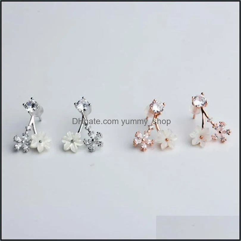 100 genuine 925 sterling silver flower stud earrings for women girls trendy earring fine jewelry christmas gifts yme598