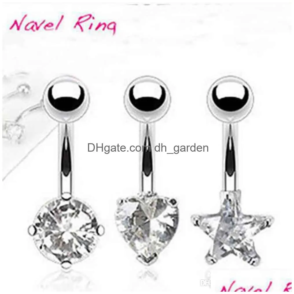 14g belly navel ring mix 3 style 24pcs/lot clear zircon woman belly button ring body piercing jewlry 14g star dangle gauge for girl