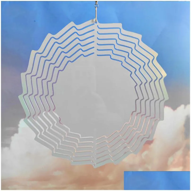 10in aluminum sublimation wind spinner home christmas decors double sided heat press circle garden wind chimes