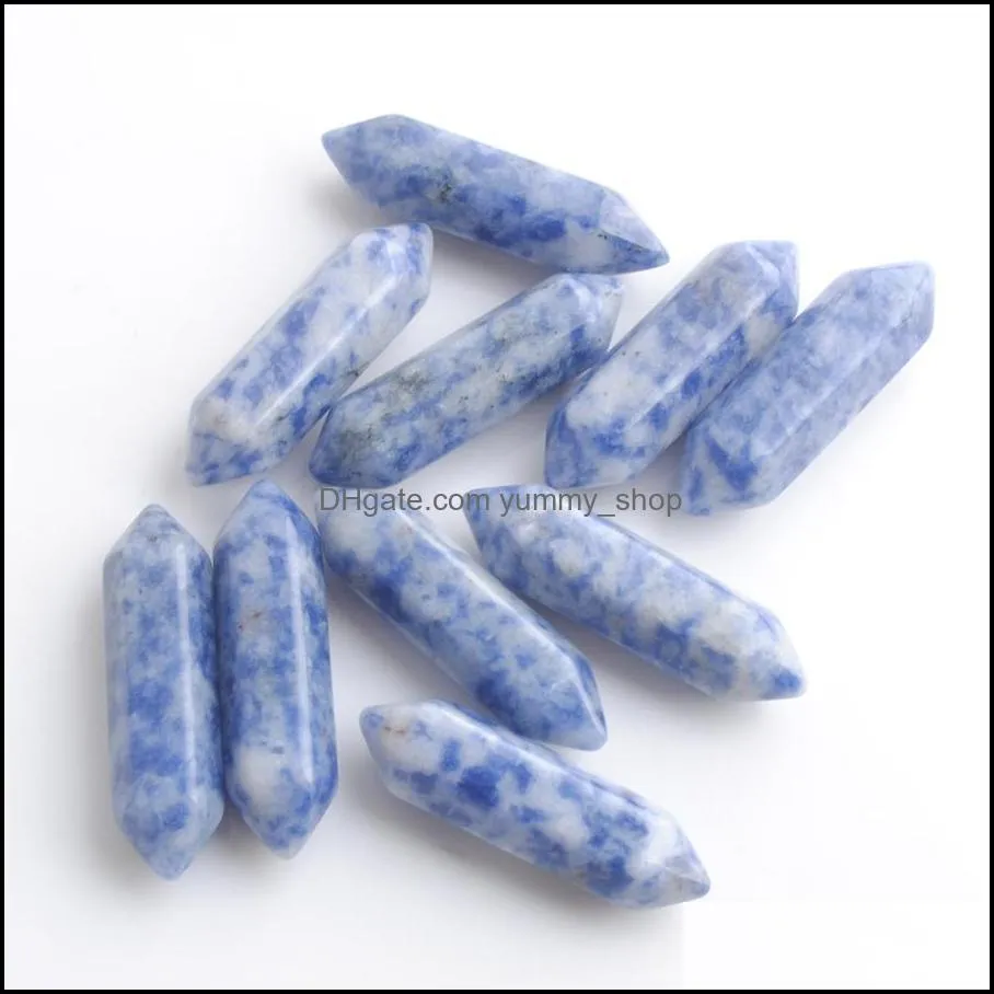 wholesale 30x8mm hexagonal pillar gemstones reiki chakra sodalite natural stone no hole beads pendant diy handicrafts jewelry du3317