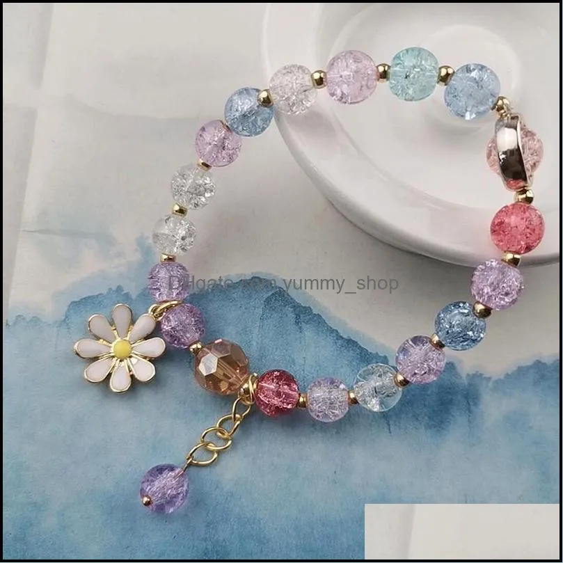 bracelet jewelry lovely korean gemstone amethyst identification bead bracelets womens girls candy color lucky daisy stackable bracelet