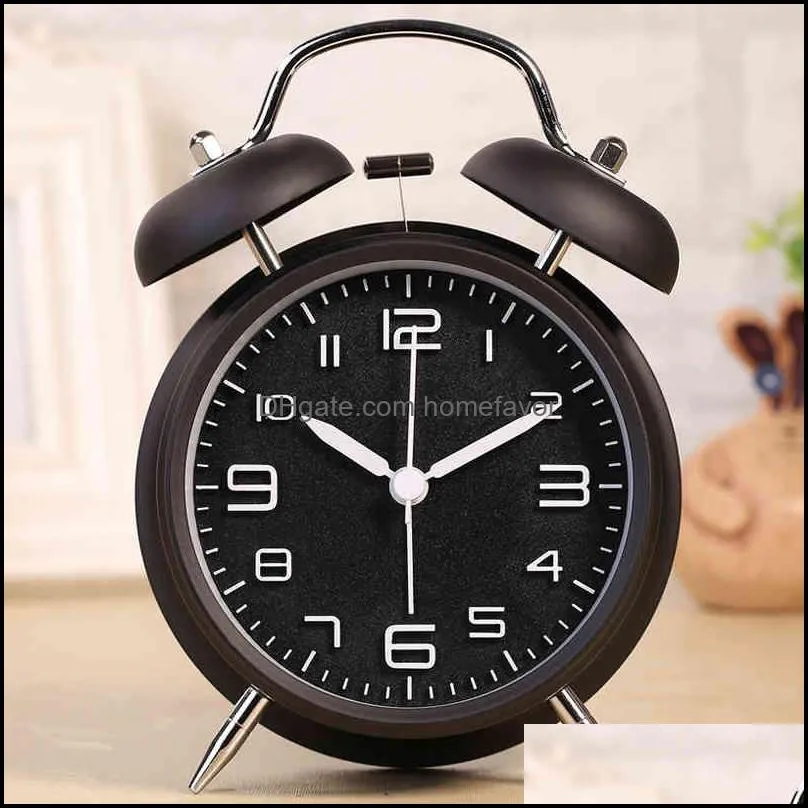 mini retro alarm clock electronic round number double bell desk table digital quartz clocks home decoration portable cute durable