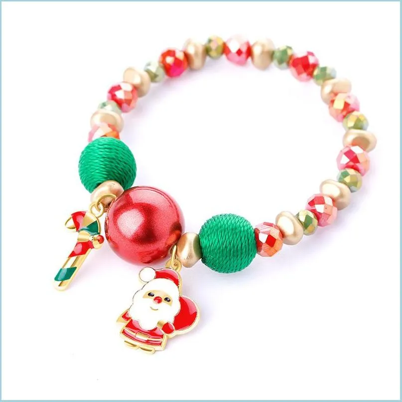 fashion identification christmas bracelet woman personality santa claus small bell sweet circle bead bracelet hand decorate