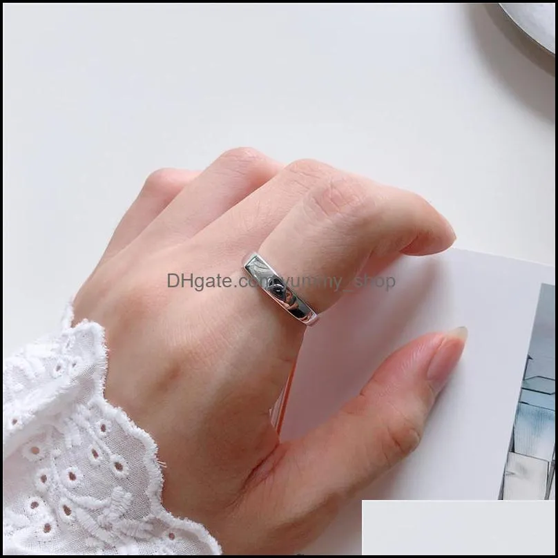 100 pure 925 sterling silver open ring for women korea minimalist bevel face adjustable rings bague fine jewelry ymr935