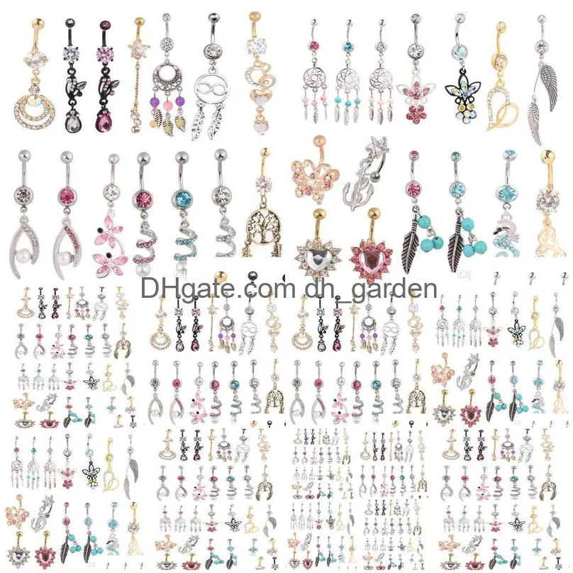 wholesales 20pcs mix style belly button ring body piercing dangle navel ring beach jewelry