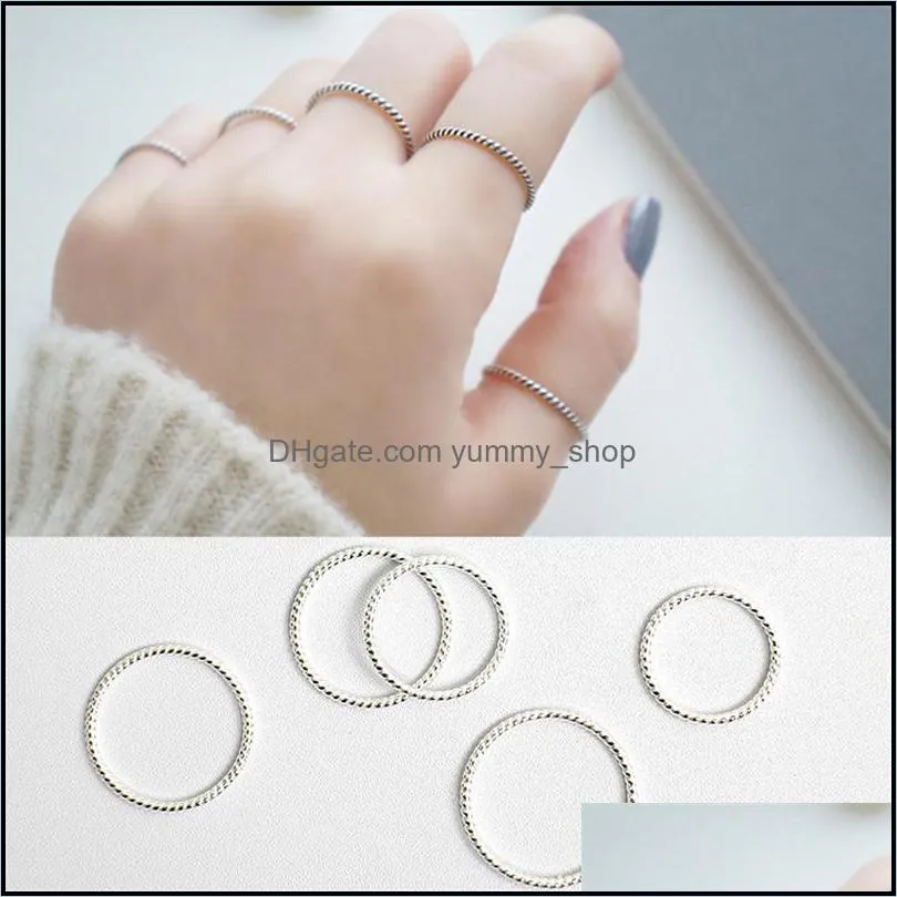 100 genuine 925 sterling silver finger rings for ladies girls simple personality twist 1.2mm korean ring jewelry ymr551