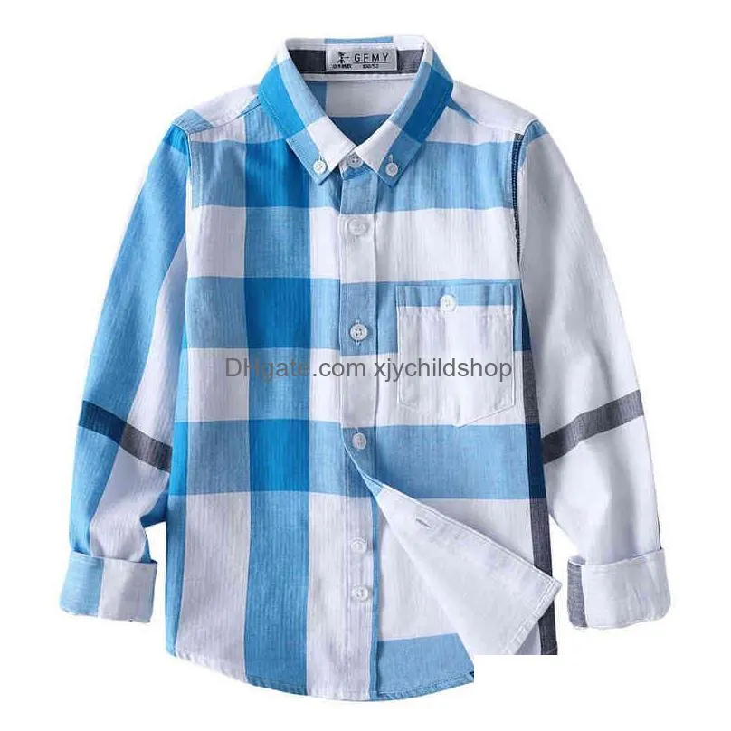 gfmy summer 100 cotton full sleeve fashion kids plaid shirt 314t casual big kid clothes can be a coat 220125
