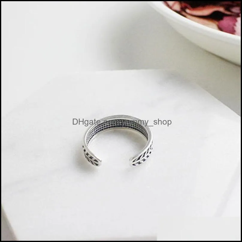 authentic 925 sterling silver adjustable ring vintage carved olive leaves toe knuckle tail rings women ladies gifts ymr625