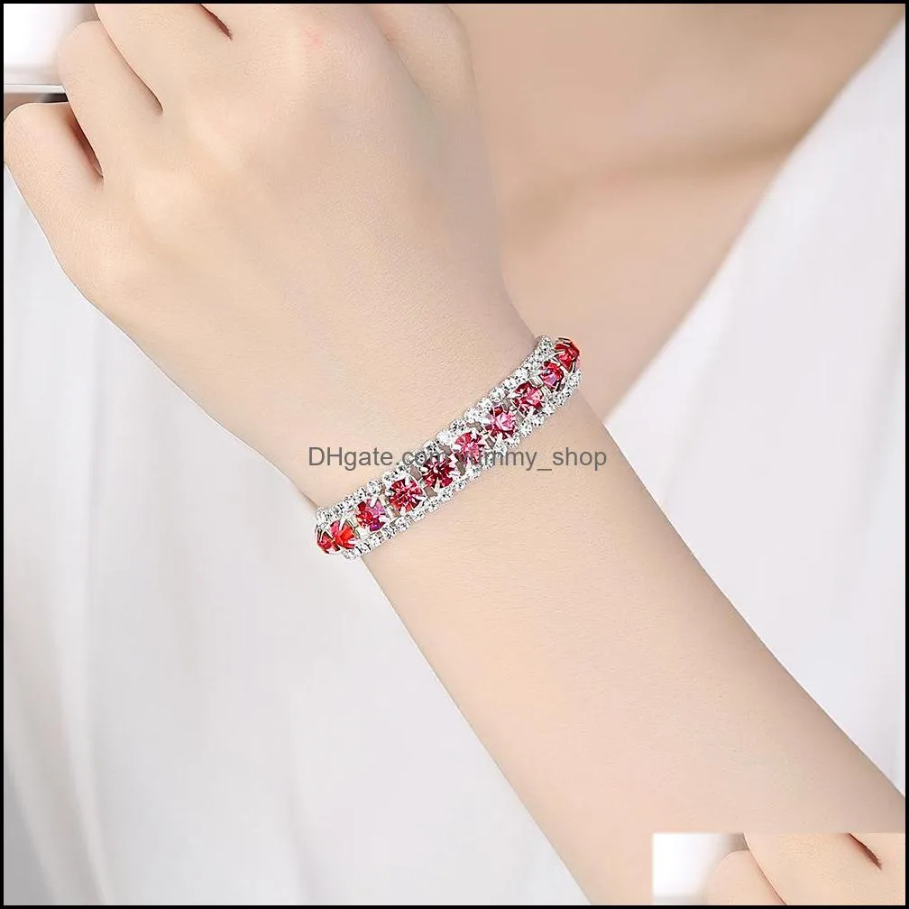 high quality shiny crystal bracelet for women silver plated rhinestone charm bracelets for monther day gift jewelry accessories