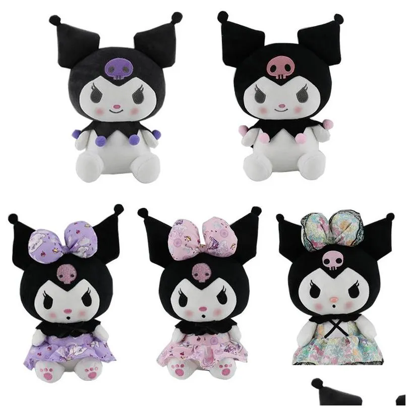 kawaii plush kuromi cartoon stuffed dolls toys soft animals model lovely toy for children girls fans wholesale drop 