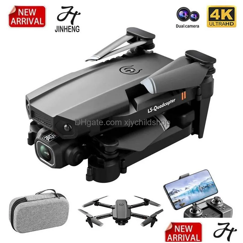 jinheng xt6 mini drone 4k 1080p hd camera wifi fpv air pressure altitude hold foldable quadcopter rc dron kid toy boys gift 220224