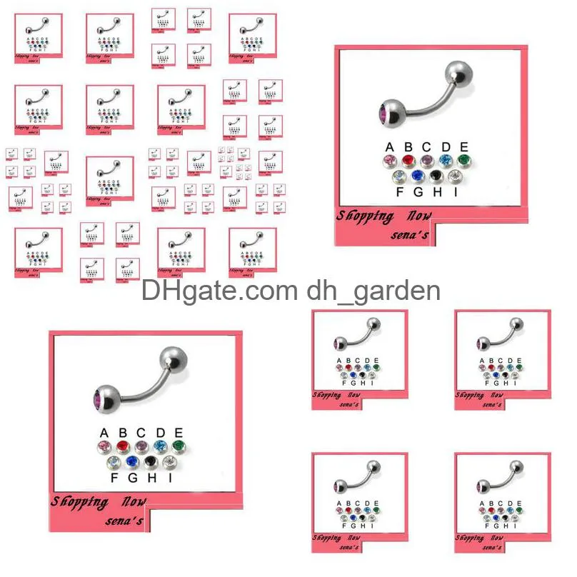 wholesales eyebrow jewelry 100pcs/lot mix 4 color stainless steel body jewelry eyebrow ring