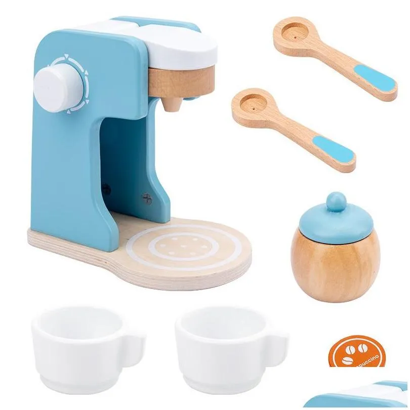 kids wooden kitchen pretend toys play sets toaster bread maker coffee roaster machine game childrens toy mixer educational toy