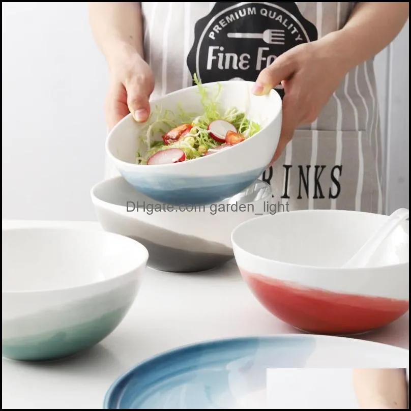 ceramic bowl single soup thick edge eating japanese students simple creative big personality household tableware bowls