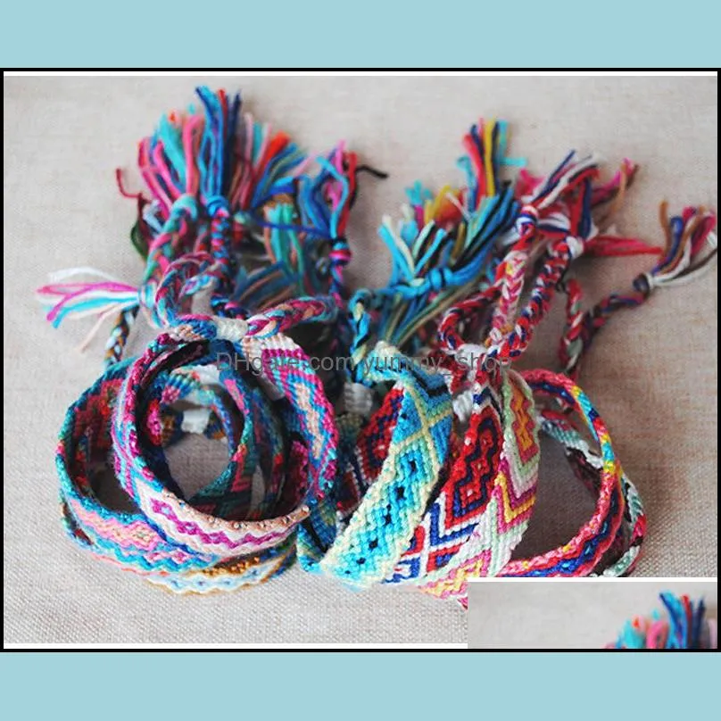 12 colors bohemian luxury designer jewelry women girls multicolor rope braided bracelet national style handmade adjustable bracelet