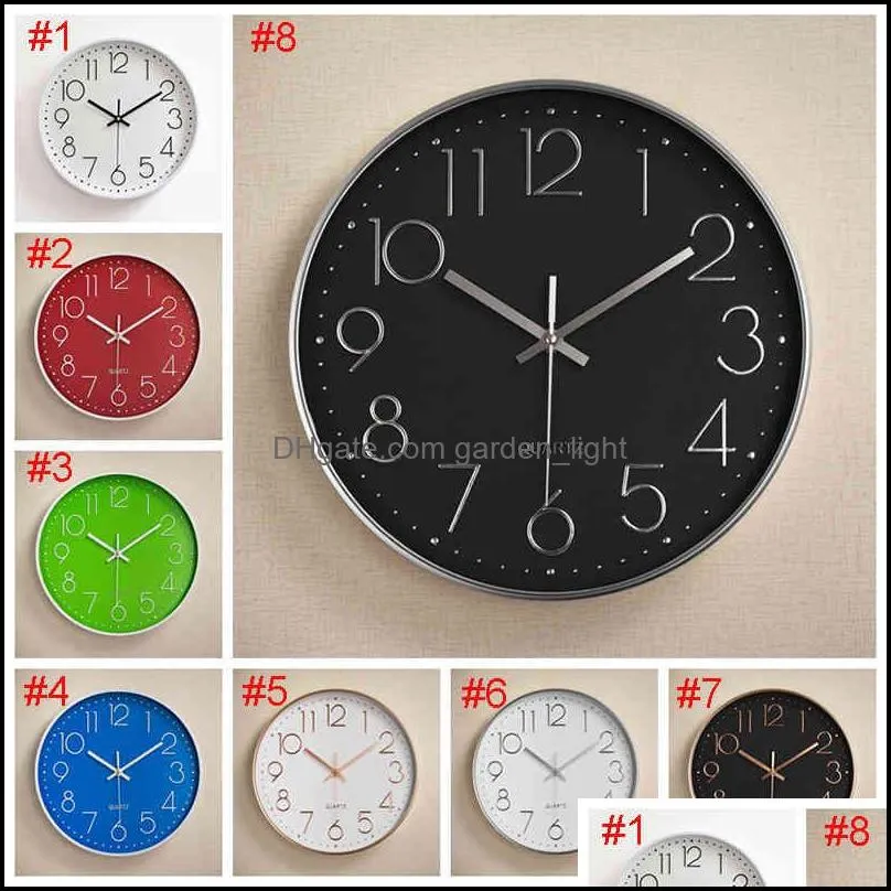 12 inches round mute digital scale wall clock 3d living room bedroom walls clocks home rooms decor hanging punch vtmhp1205