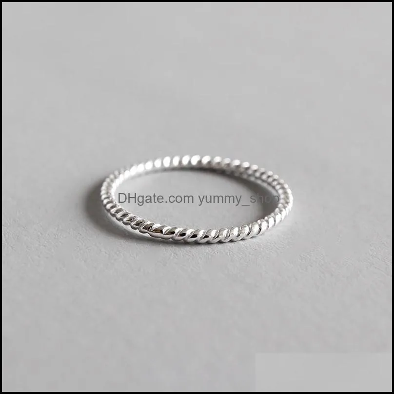 100 genuine 925 sterling silver finger rings for ladies girls simple personality twist 1.2mm korean ring jewelry ymr551